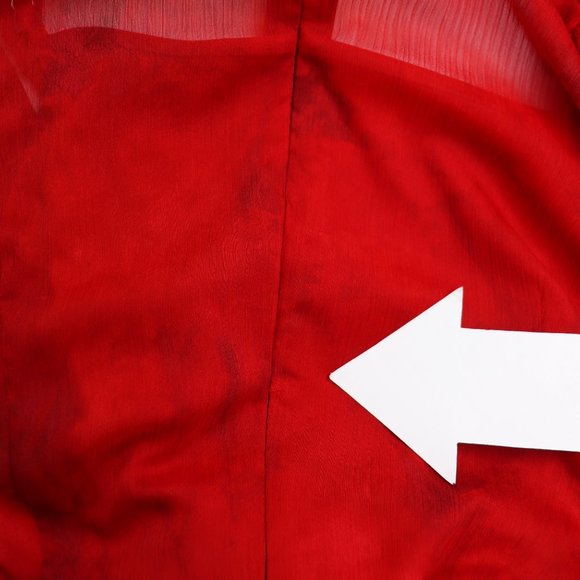 NWT Calvin Klein Chiffon Tie Waist Maxi Dress Surplice V-Neck Long Sleeve Red 6 - Picture 8 of 8